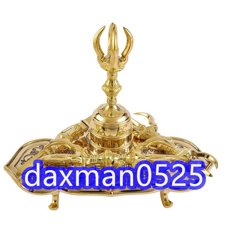 「密教法具 寺院用仏具」平安型前具 金剛鈴 金剛盤 五鈷杵 三鈷杵 独鈷杵 5点セット 仏具 仏教 工芸品 真鍮製