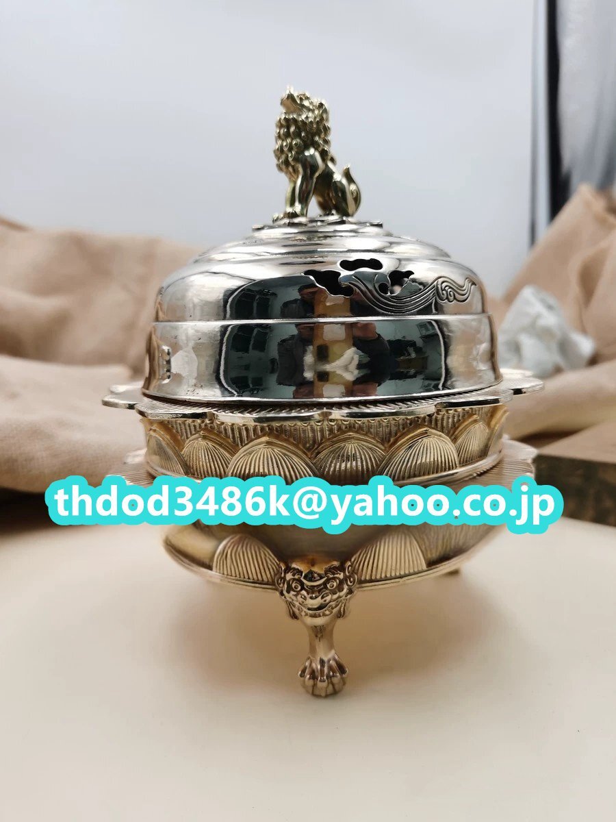 「密教法具 寺院用仏具」極上品 真言宗 火舎香炉 仏具 銅製 磨き仕上げ 高さ18cm