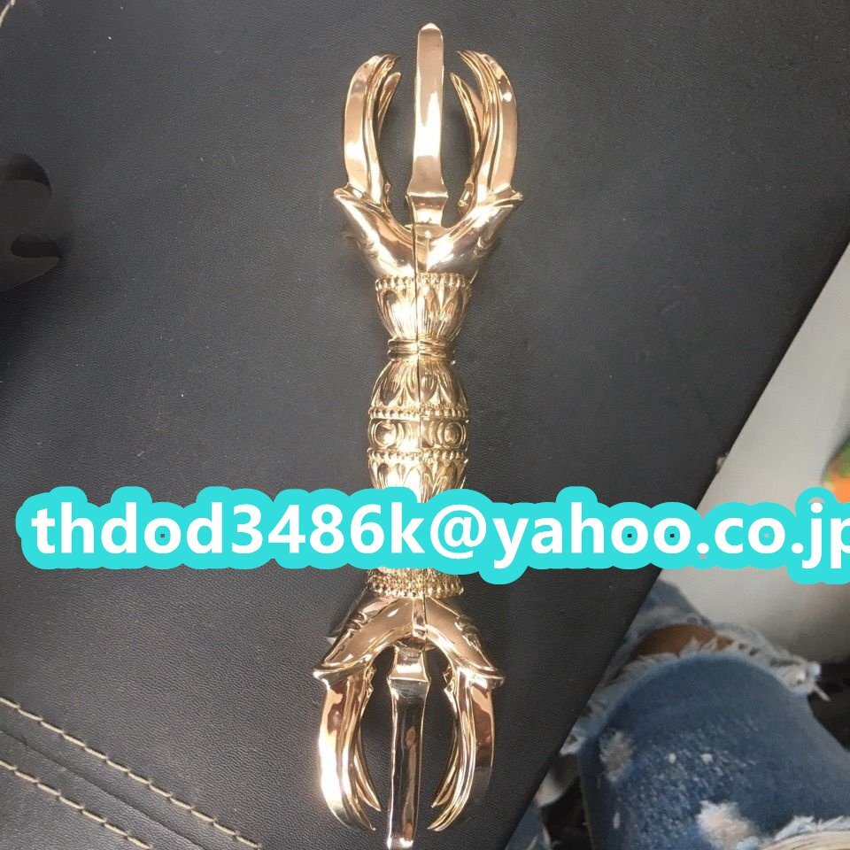 「密教法具 寺院用仏具」極上品 真言宗 金剛杵 人形杵 五鈷杵 仏具 仏教美術 銅製 磨き仕上げ 長さ23cm