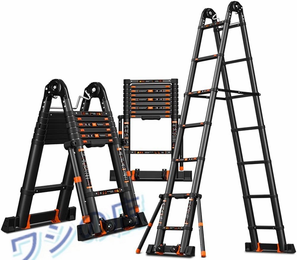 脚立 はしご 3.3m+3.3m最長6.6m 耐荷重150kg 伸縮梯子 折り畳み 軽量 多機能 アルミはしご コンパクト 伸縮自在 スライド式 室内屋外両用