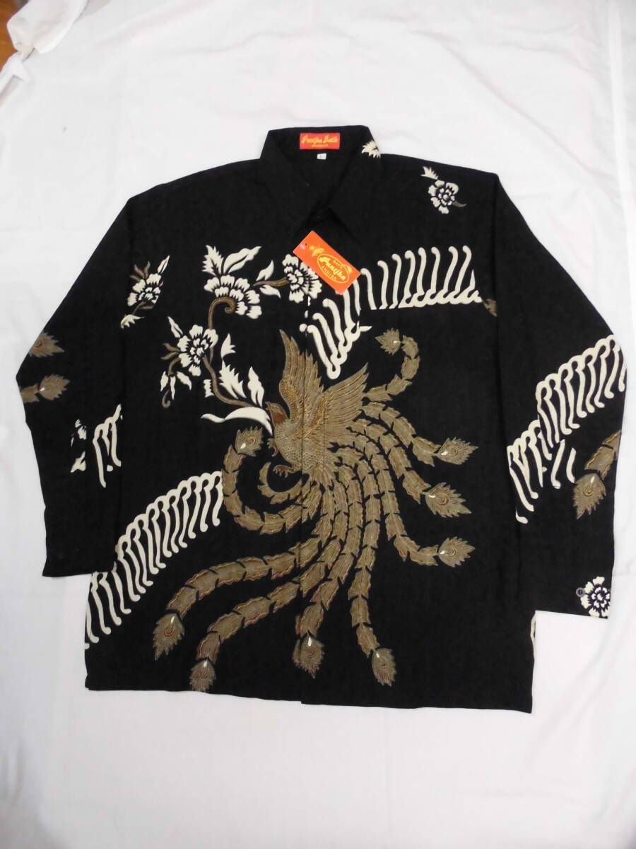 INDONESIA　☆　インドネシア　☆　シャツ　☆　裏地付き　☆　鳳凰柄　☆　黒　☆　L　☆　新品未使用品　☆