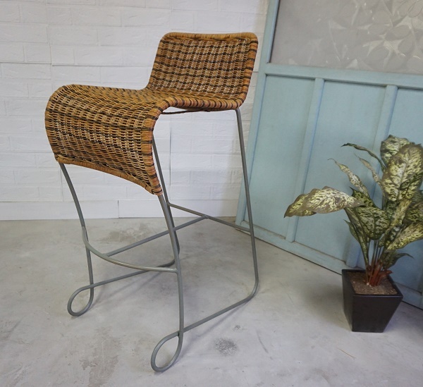 北欧モダン ラタン 藤 鉄脚 アイアン カウンターチェア ハイチェア ガーデンチェア 椅子 イス / actus idee vitra driade conran cassina