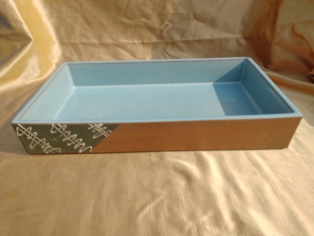 花器　水盤　40x23.5x6cm　ヒビあります　抹茶せんべい