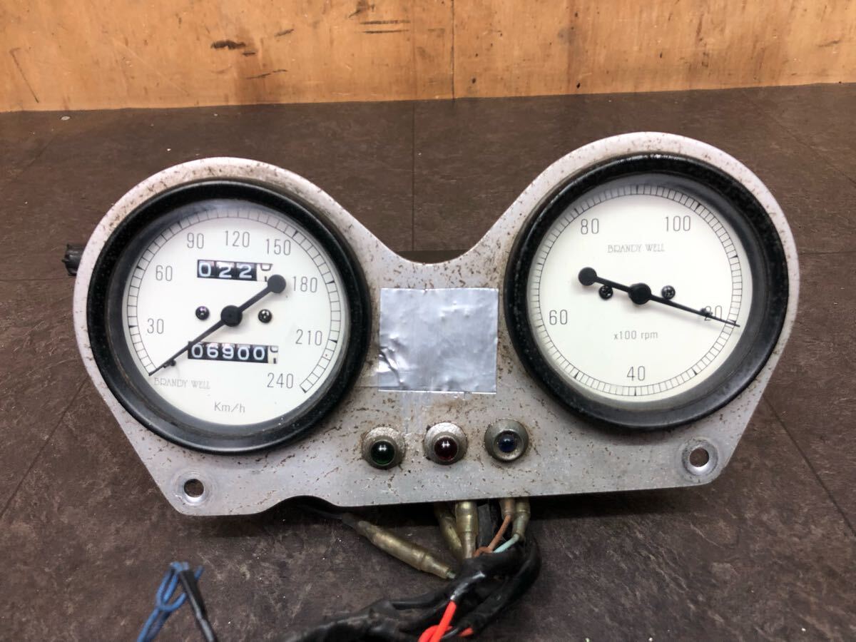 デイトナ BRANDY WELL メーター スピード タコ 機械式 社外 SRX600外し SR400 SR500 GB250 クラブマン SRX400 ボルティ キジマ WM