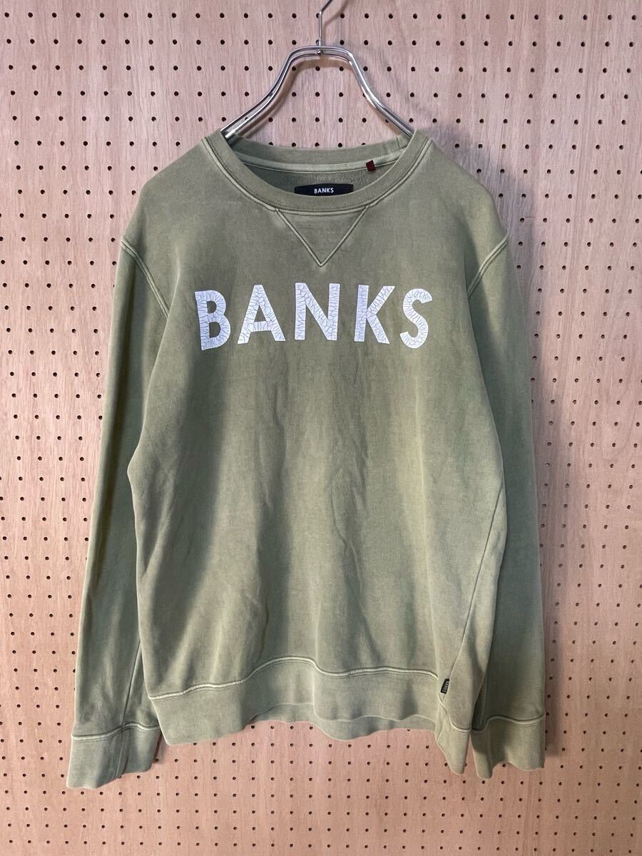 BANKS プレミアムフレンチテリークルーネックスウェットシャツ　ピグメント加工スウェット バンクス トレーナー ロゴ