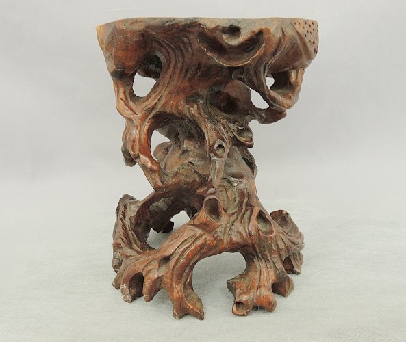 根卓 10cm 盆栽卓 花台 台 唐木 木製 置台 中古品 インテリア がたつき有り