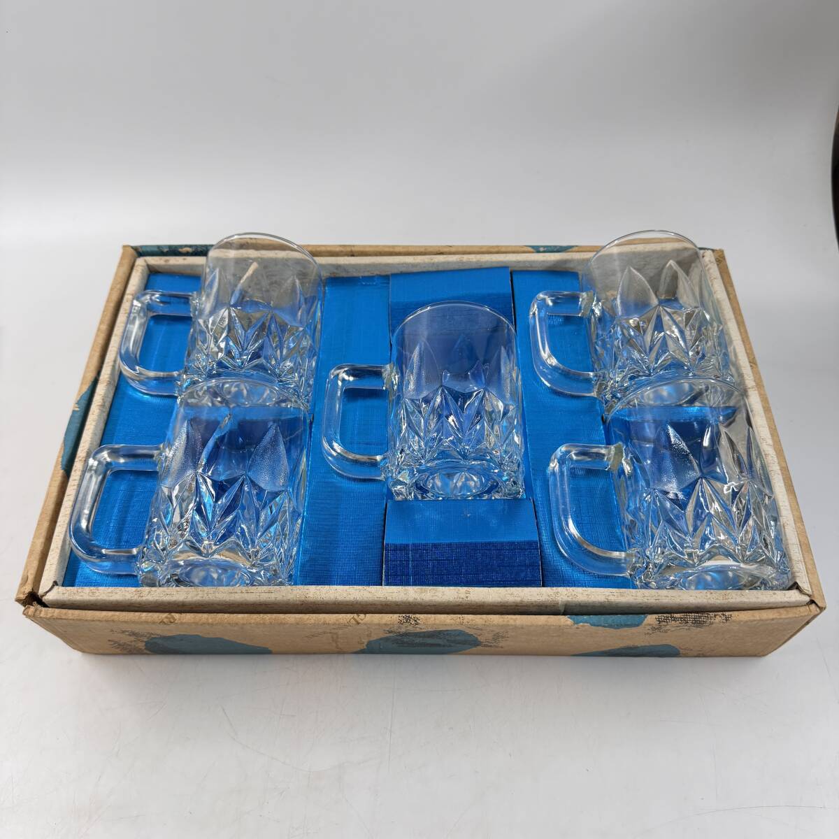 【61526Q】SOGA glass GLASS WERE GIFT SET ジョッキグラスセット ビール ジュース プレスガラス 昭和レトロ 経年保管品 現状品