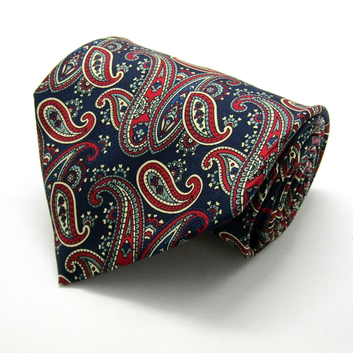 タイラック ブランド ネクタイ シルク ペイズリー柄 伊製生地 ワイドタイ PO メンズ ネイビー Tie Rack