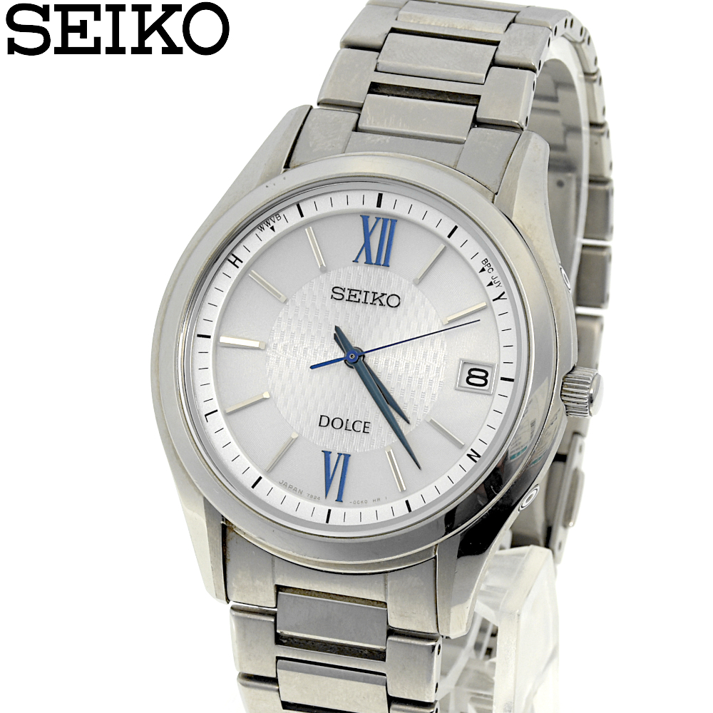 【A02460】SEIKO セイコー ドルチェ 7B24-0BM0 ソーラー メンズ腕時計 シルバー