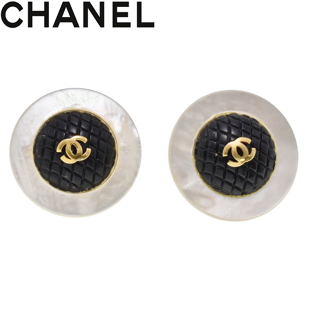 【A5100-0-01364】CHANEL シャネル マトラッセ ココマーク ヴィンテージ イヤリング ゴールド