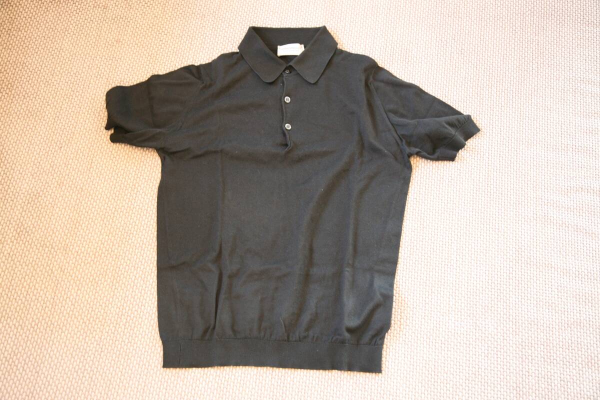 ジョンスメドレー JOHN SMEDLEY 半袖ニット ニットポロシャツ 黒　ブラック　Sサイズ