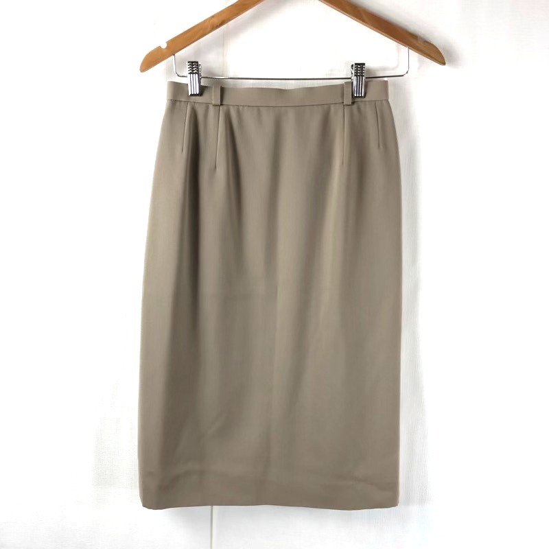 レリアン leilian スカート 無地 スリット 裏地付き ベージュ 13+サイズ 944182