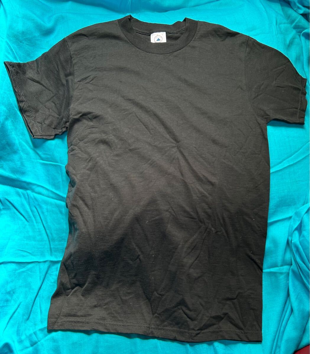 送料無料！未使用デッドストック90's～DELTAデルタProWeightコットンボディ黒無地Tシャツ