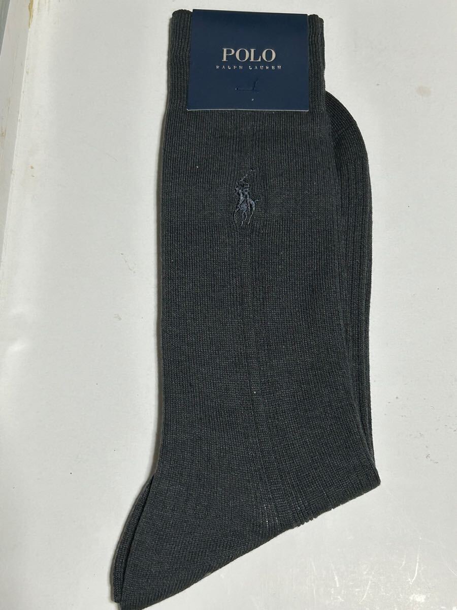 日本製ラルフローレンRalph Laurenメンズ用ビジネスソックス　ダークグレー