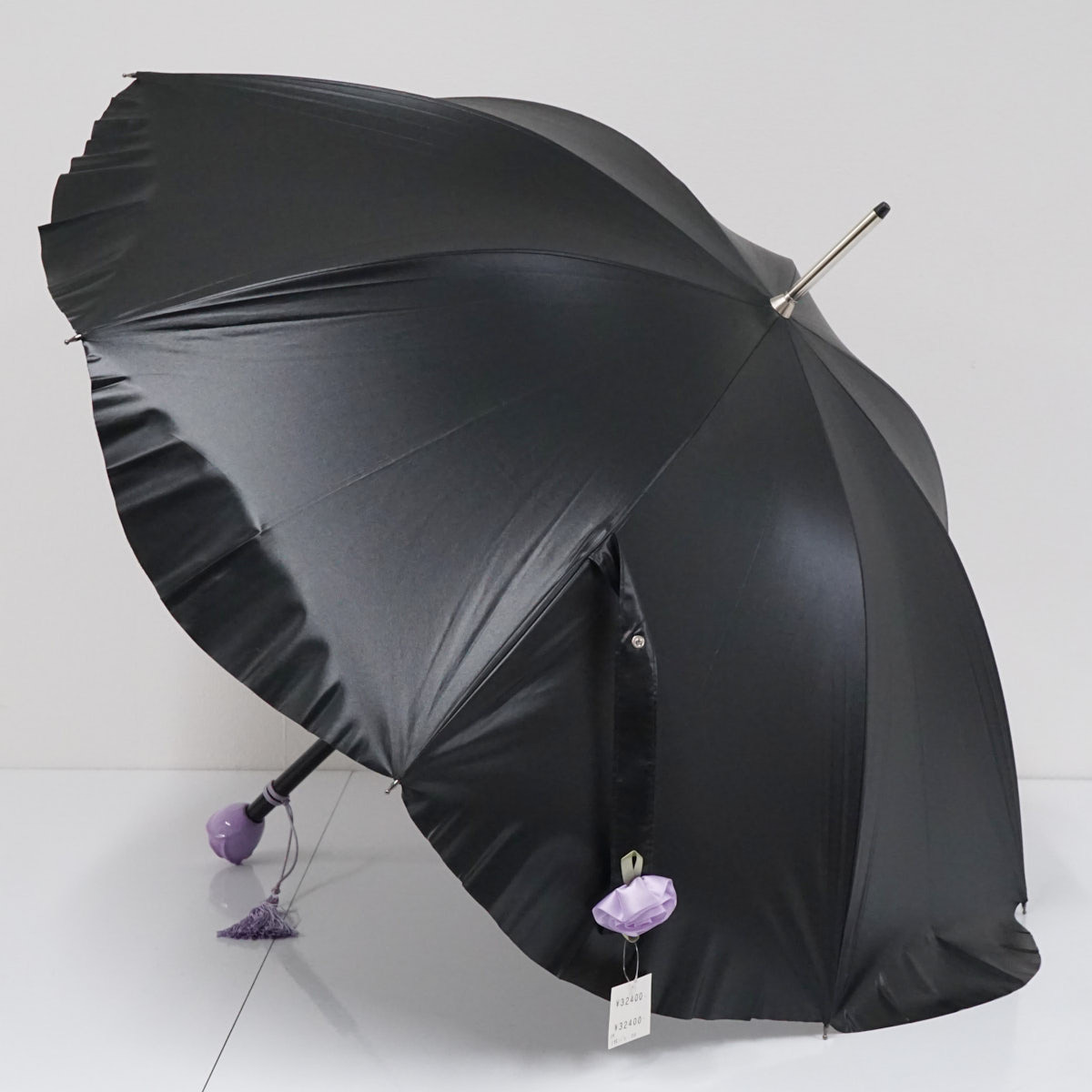 【新品未使用】高級傘 Guy de Jean ギィドゥジャン デッドストック品 花柄 フリル バラ タッセル付き 51cm フランス製 S2309