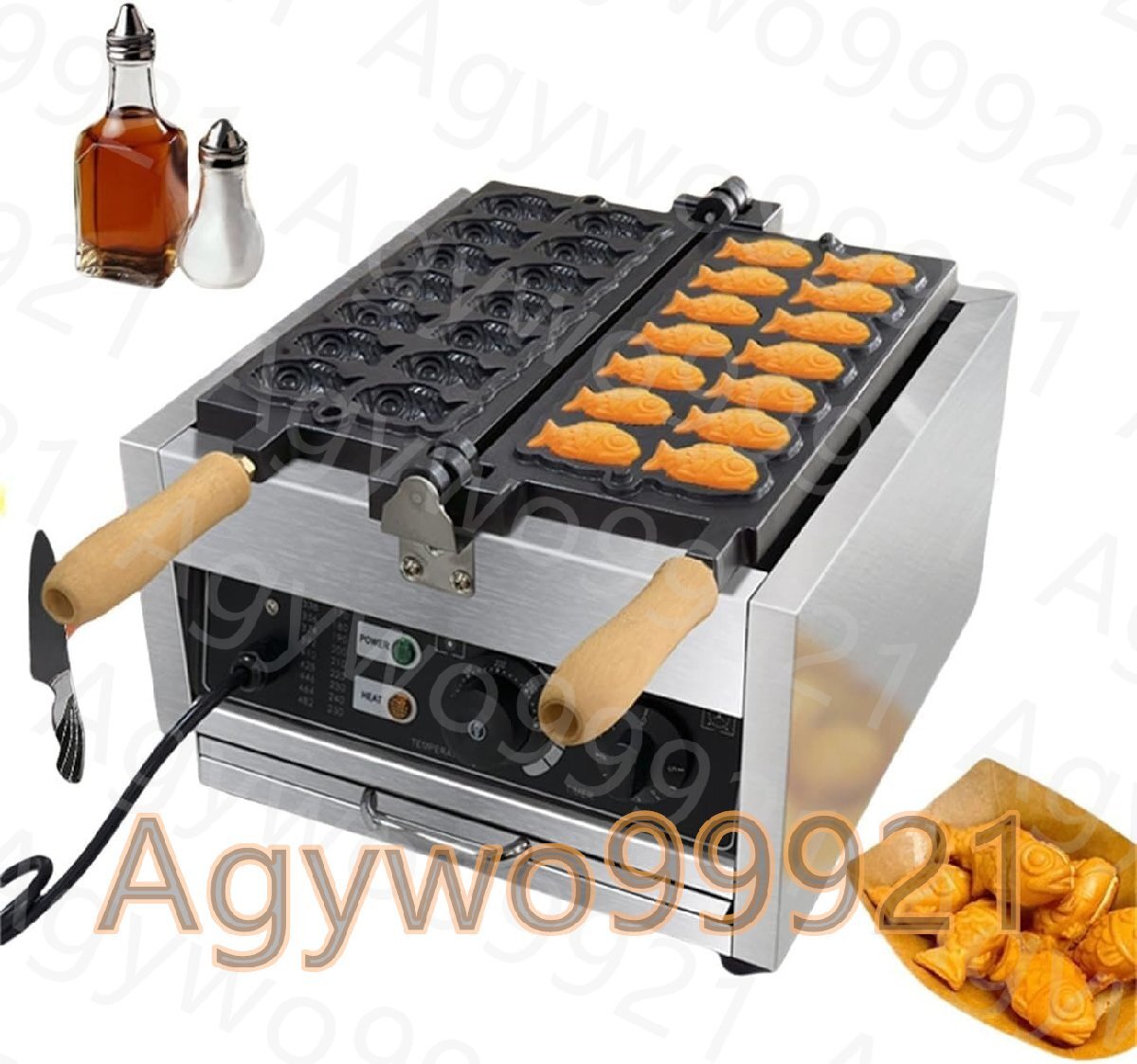 焼き鳥機鯛焼き器 鯛焼きメーカー業務用電気たい焼き機、14穴、業務用電気加熱たい焼き焙煎機、アイスクリームたい焼き焙煎機 (110V)