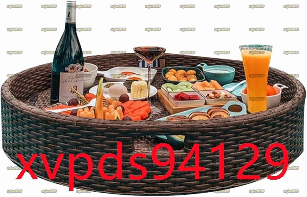 フローティングバーテーブル ビュッフェトレイを提供 スイミングプール ビーチパーティーフロート 朝食用 大人用プールフロート60x60x20cm