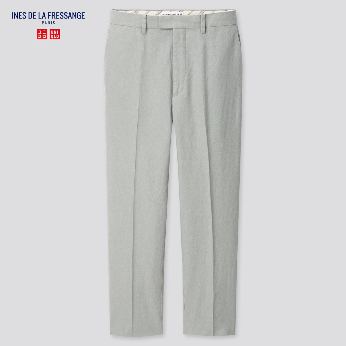 【新品・W70センチ・グレー】ユニクロ×イネス INES DE LA FRESSANGE コットンリネンアンクルパンツ 裾スリットで程良い抜け感をプラス。