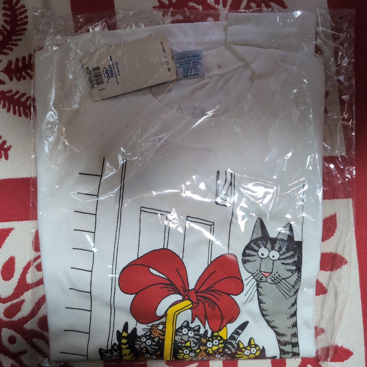 デッドストック CRAZY SHIRTS クレイジーシャツ クリバンキャット Tシャツ 90s ADOPT-A-CAT 半袖 サイズM