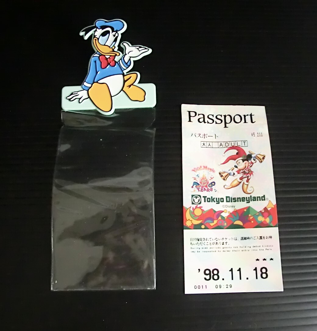 東京ディズニーランド ドナルド チケットホルダー ＆ パスポート(使用済)■98’ 当時物■USED■TDL ヴィンテージ レトロ Donald DuckDisney