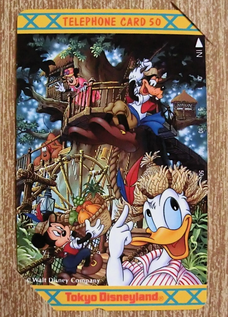 東京ディズニーランド スイス ファミリーツリーハウス テレホンカード 50度数 台紙付■未使用■当時物■USED■TDL■ヴィンテージ Disney