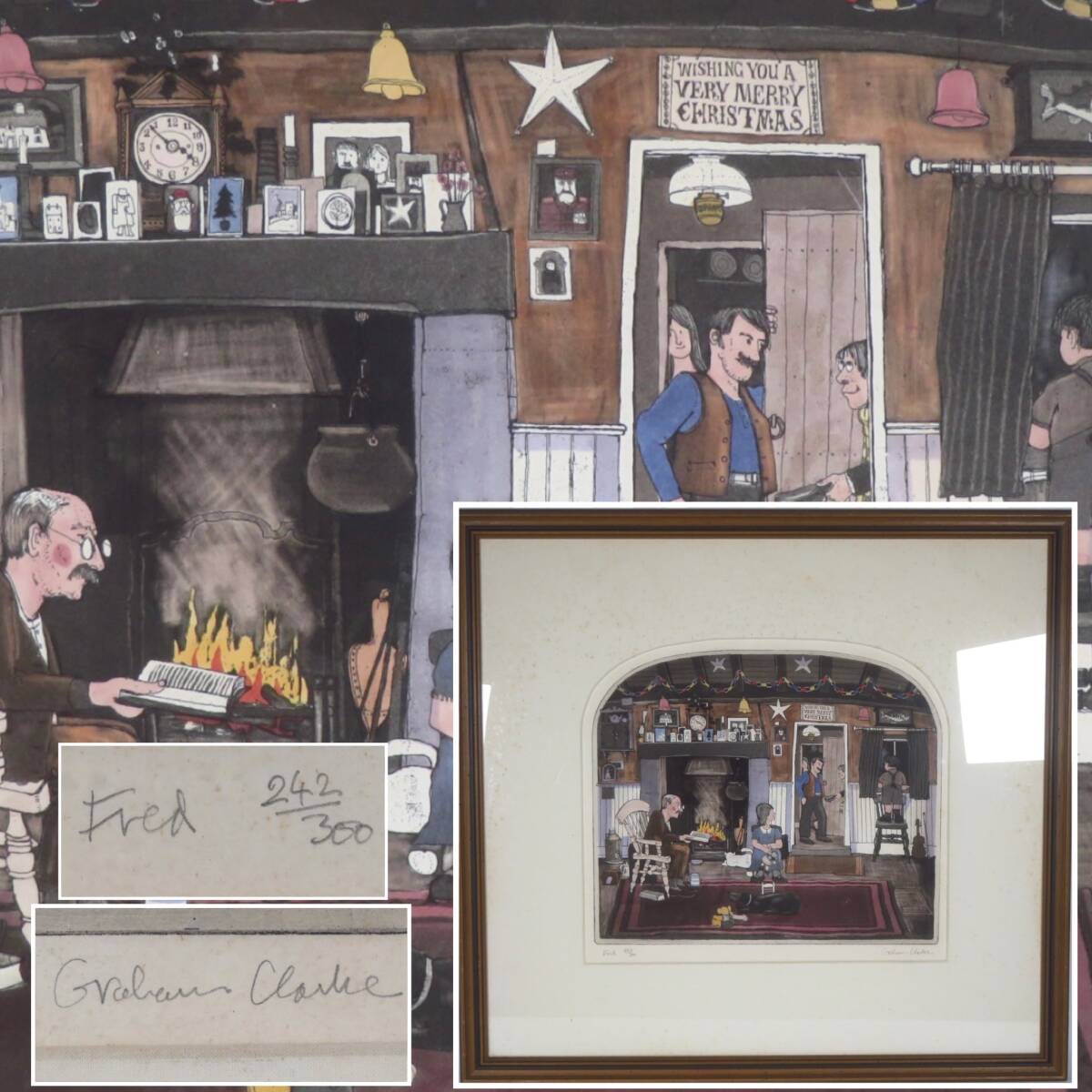 【SAKURAYA】真作保証【フレッド/Graham Clarke グラハム・クラーク】銅版画 限定300部 人物画 絵画 作家 骨董品 71.8cm×67cm