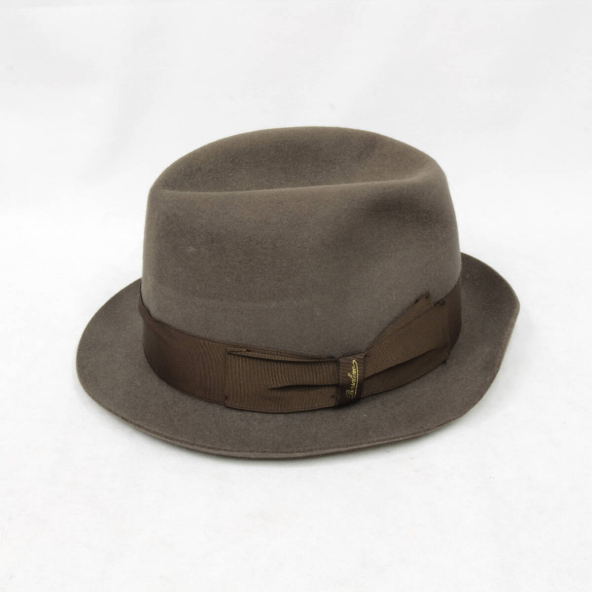 【Borsalino】 ボルサリーノ ラビットファー ハット 中折れ帽 ソフトハット ブラウン系 兎毛 59 サイズ 2504-K0007M(NT)