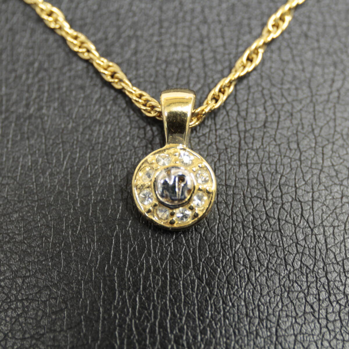 【美品】NINA RICCI ニナリッチ ネックレス ラインストーン ゴールドカラー ロゴ 2408-N0023M(NT)