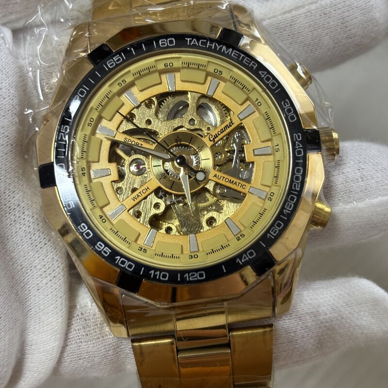 新品 未使用 GUCAMEL グカメル G043 SPORT スケルトン AUTO 自動巻 オートマ メンズ腕時計 GOLD IW504AT04GCM//