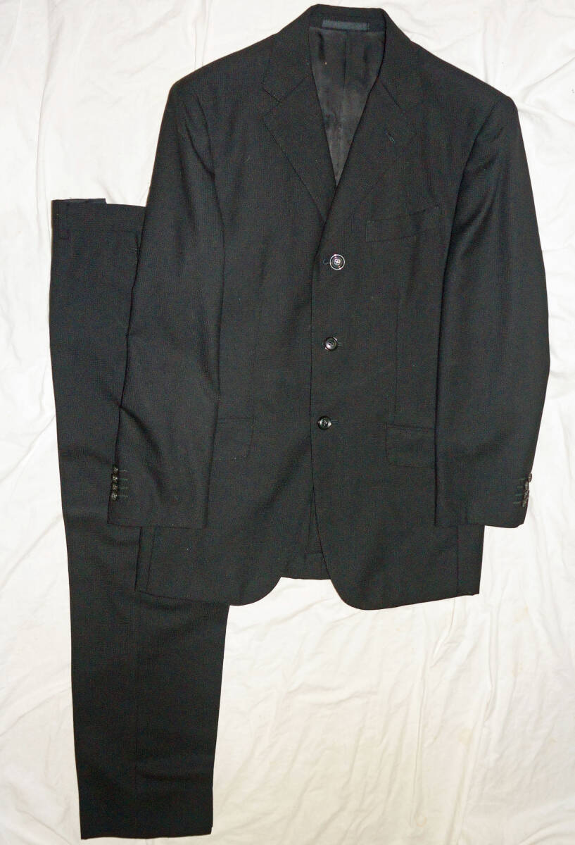 メンズメルローズ Complet par MEN'S MELROSE 3ボタンスーツ ブラック ウール