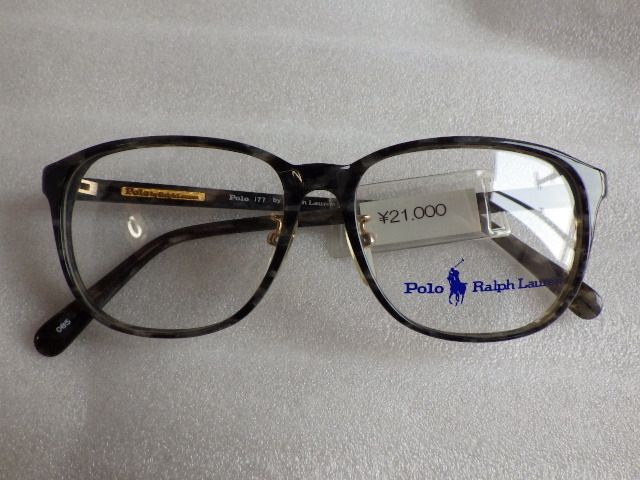 未使用　POLO RALPH LAUREN　ポロ ラルフローレン　177　55ｍｍ　ウェリントン　フレーム　めがね　グレーべっ甲風　ｖ042601