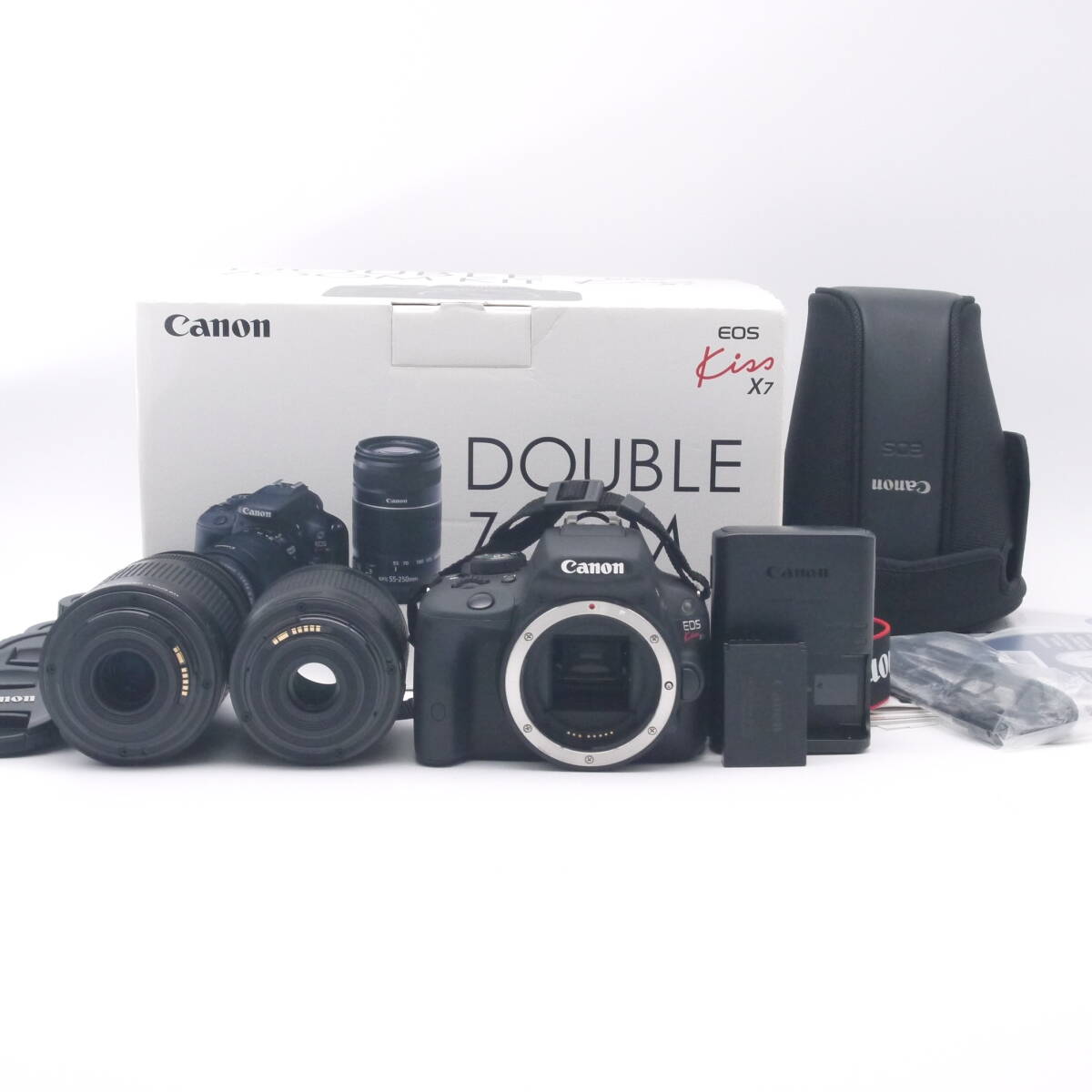 美品 Canon キヤノン EOS Kiss X7 シャッター数500以下 / EF-S 18-55mm F3.5-5.6 IS STM / EF-S 55-250mm F4-5.6 IS Ⅱ#AA4425