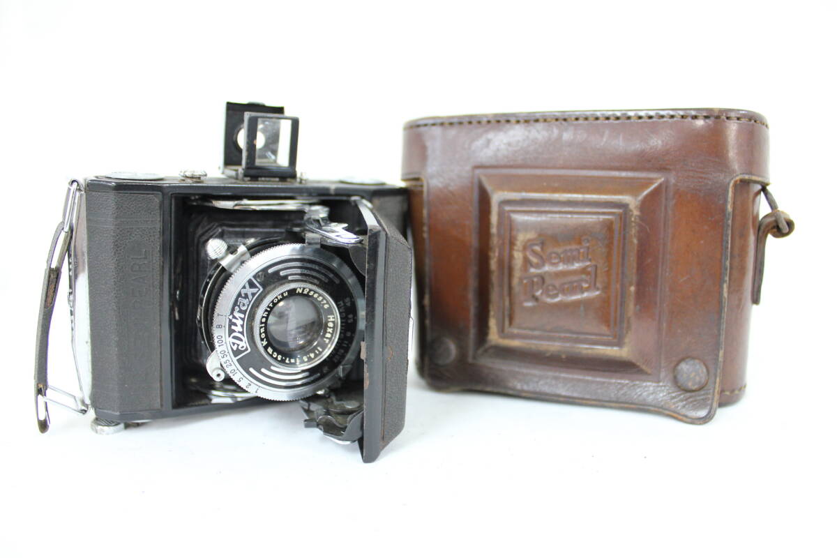 【訳あり品】 KONISHIROKU SEMI PEARL Hexar 7.5cm F4.5 ケース付き 蛇腹カメラ M6007