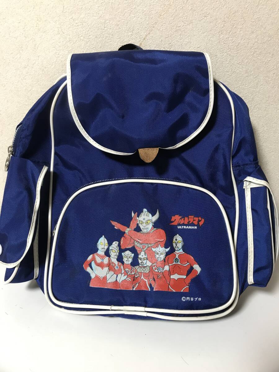 昭和レトロ　当時物　ウルトラマン　キッズ　子供用　円谷プロ　リュックサック　バック　カバン　　青　紺　ネイビー　【E6042109】