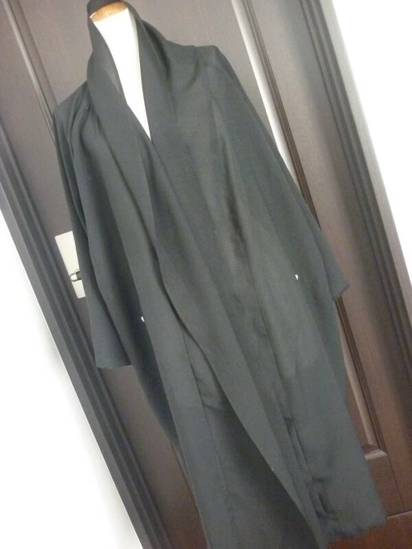 即決LL,2L,3L,4L大きいサイズ黒絽の透け感,春夏コート(丈95身幅66)法事,喪服,弔,着物リメイク*コート+ワンピースでアンサンブルスーツ