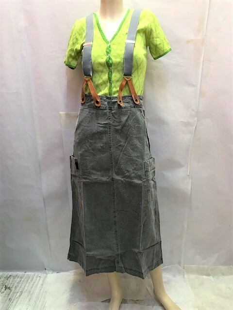 【ROSEBUD/ローズバッド】ピグメントダイ サスペンダー カーゴ ロングスカート SK-6101 CHARCOAL Size:1 Made in JAPAN 新品ストック