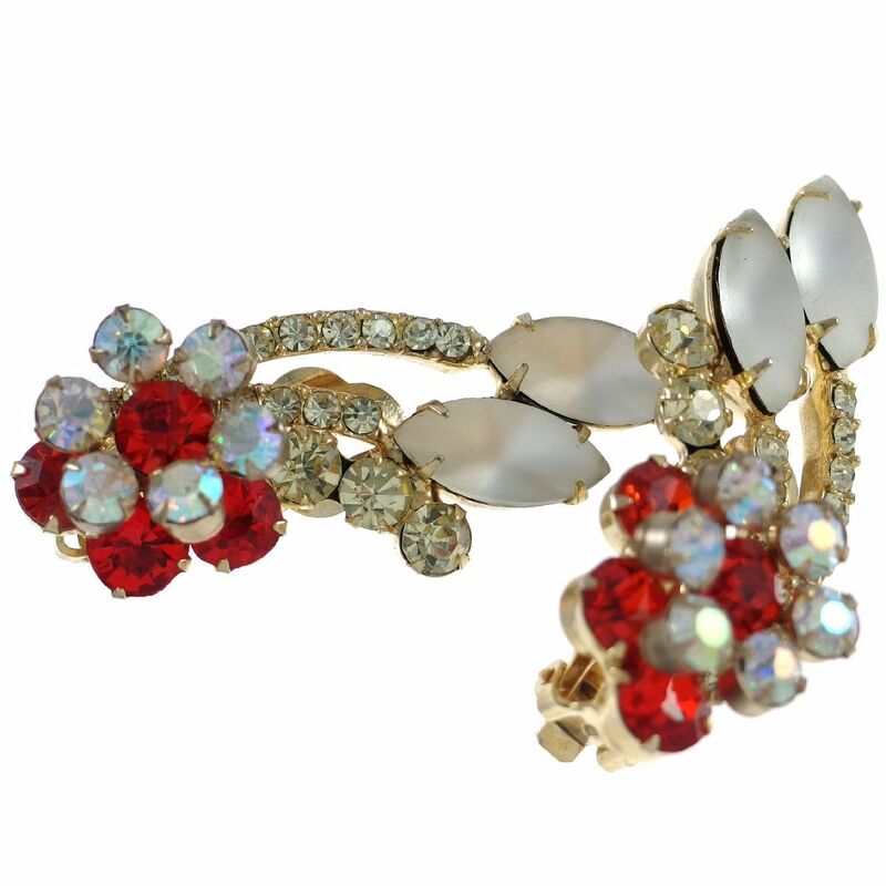 A5709◆【JULIANA】◆ Tiered Rhinestone Flower Motif ◆ Vintage Earring ◆