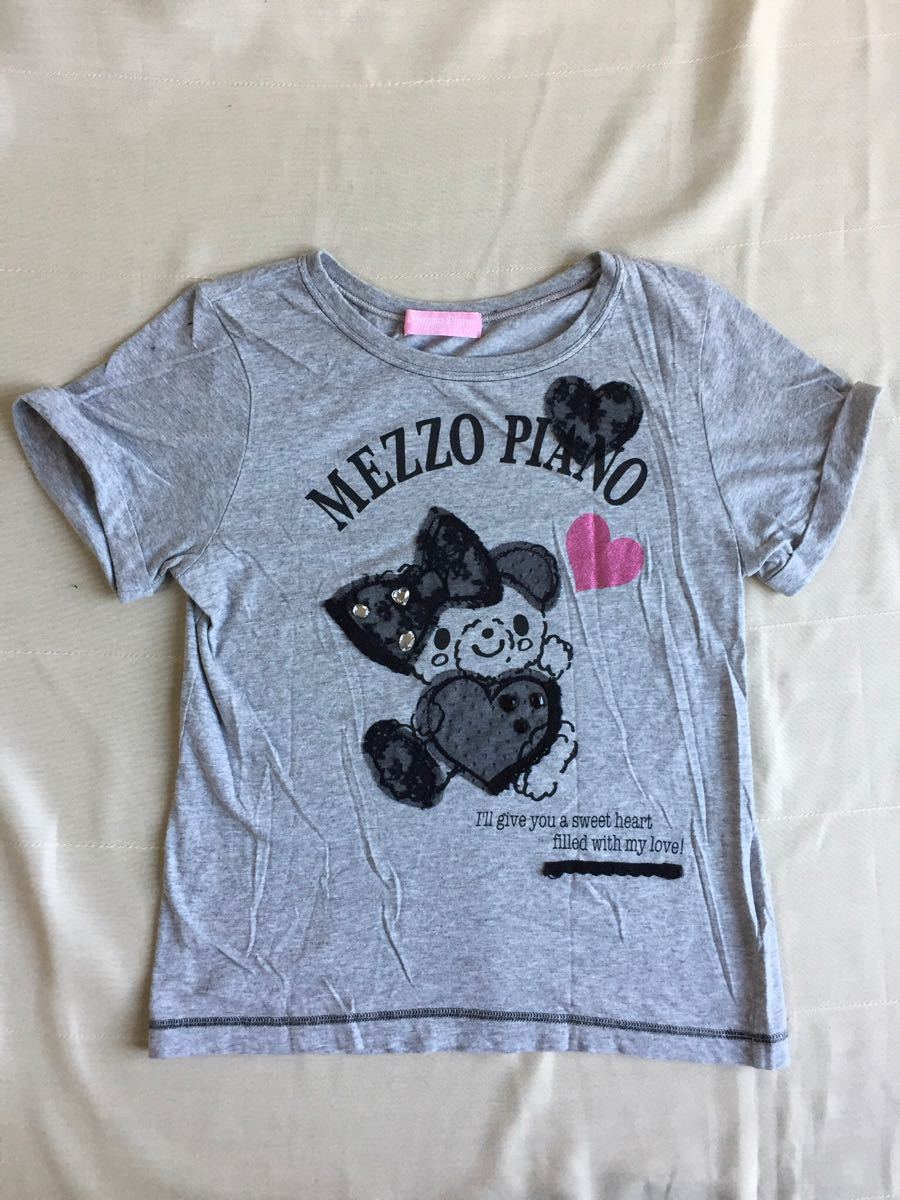 ★メゾピアノ★レースも後ろもかわいい！クマのＴシャツ♪Ｍサイズ★１５０★超美品