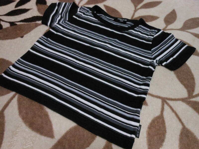 ♪1912　100㎝　コムサ　半袖Tシャツ　黒×ボーダー