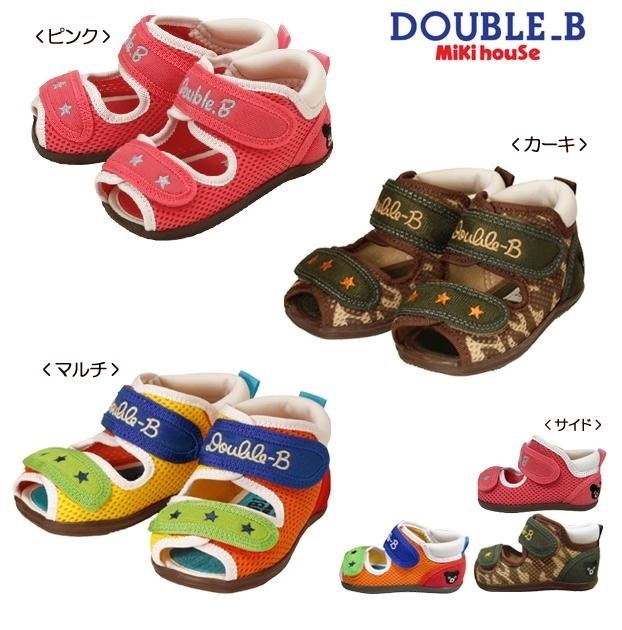 即決です！【ミキハウス】ダブルＢ新品未使用♪mikihouse DOUBLE_B 12.5cm ダブルラッセル ベビーサンダル シューズ 靴 カラー：マルチ