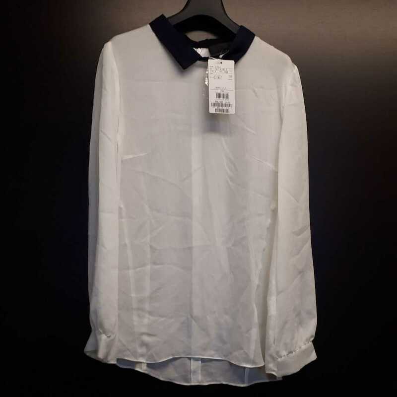 新品タグ付19425円★アンタイトル 日本製 透け感ある襟つきシャツカットソー