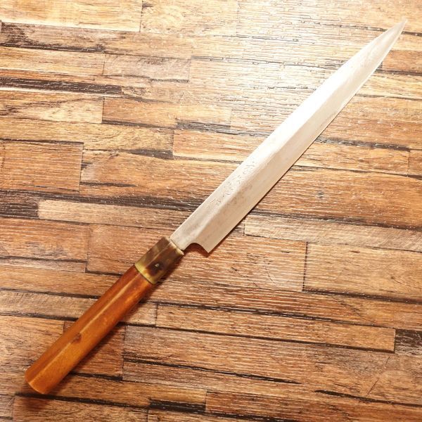 藤次郎 柳刃包丁 研ぎ済 刺身包丁 マーブル柄 ハガネ 235mm