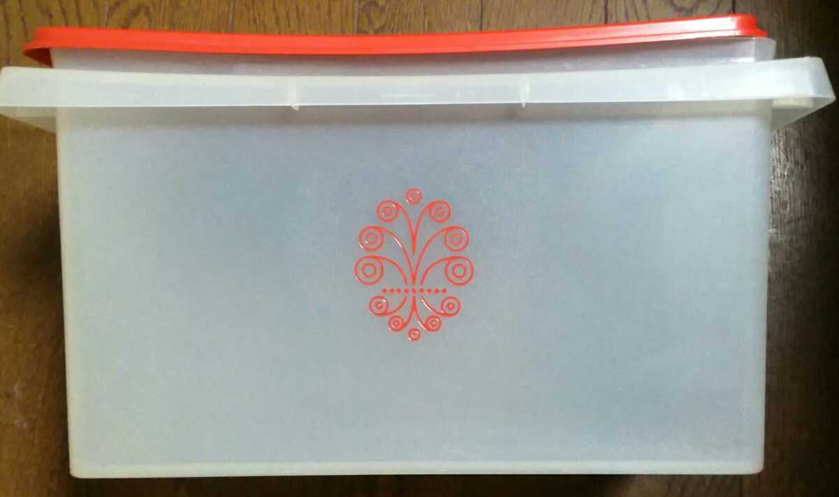 ♪激レア!昭和レトロ★オールドタッパーウェア★Tupperware★お米５kg★プリント★ワインレッド&クリア ★ビンテージ★
