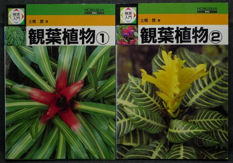 【超希少】【２冊セット、初版、美品】古本　観葉植物　１＆２　検索入門　著者：土橋豊　（株）保育社