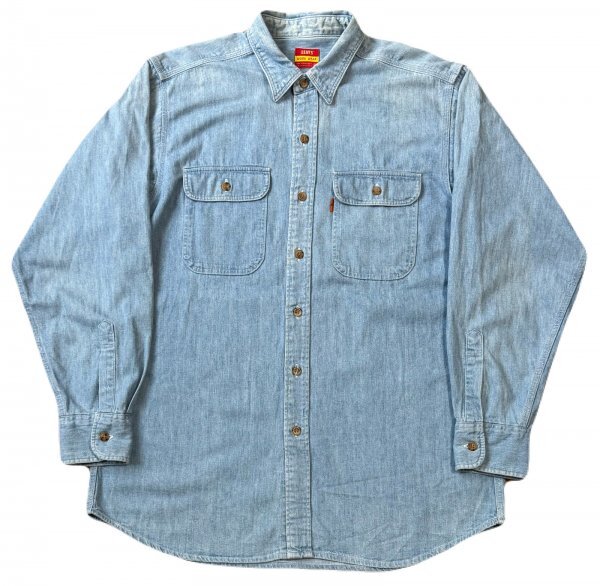 日本製 90s Levi’s リーバイス 54730−07 長袖 ワーク デニム シャツ / 93年2月製造 オレンジタブ Lサイズ