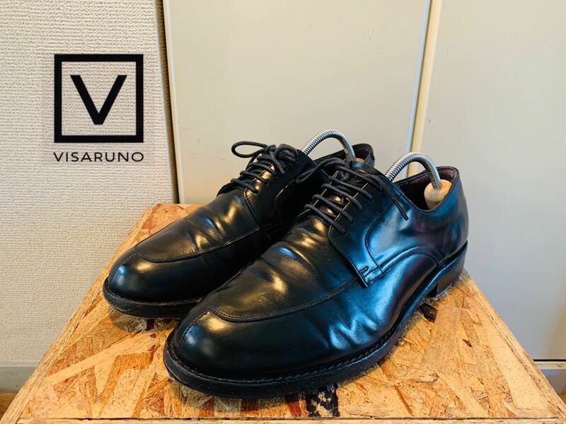極美品VISARUNO ビサルノ Uチップ ブーツ革靴 レザー　24.5cm ビジネスシューズ 黒　リーガル　REGAL スコッチグレイン