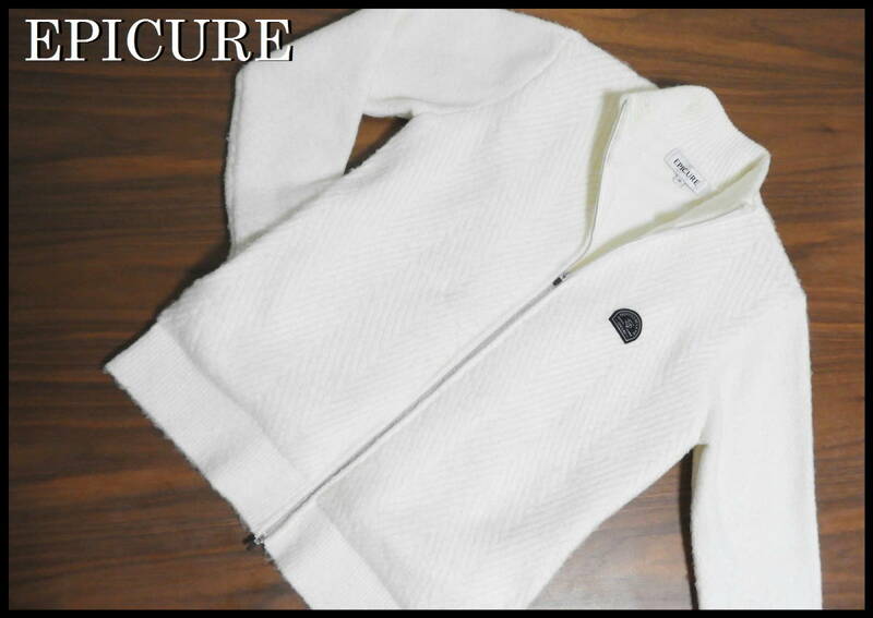 EPICURE ウールジャケット ダブルジップ 裏地付き エピキュール メンズ M ジャンパー 白 ボア ゴルフ ウェア 美品 2ポケット