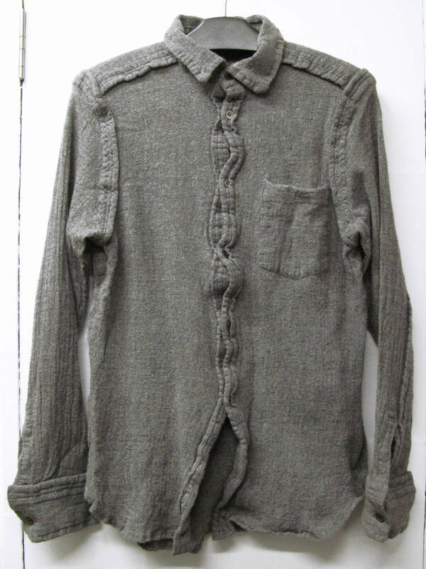 ギャルソン プリュス ： インサイドアウト期 縮絨 シャツ グレー （ 長袖シャツ レア COMME des GARCONS HOMME PLUS vintage shirt