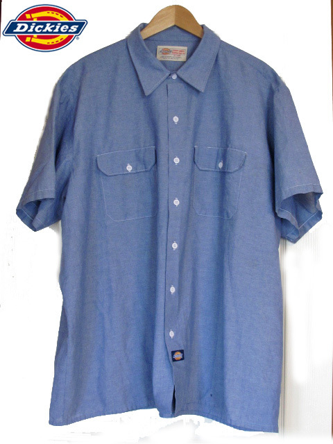 Dickies (ディッキーズ) USA製 ダンガリー デニムシャツ 半袖 3XL ビッグサイズ　ライトオンス　ワークシャツ　ヴィンテージ