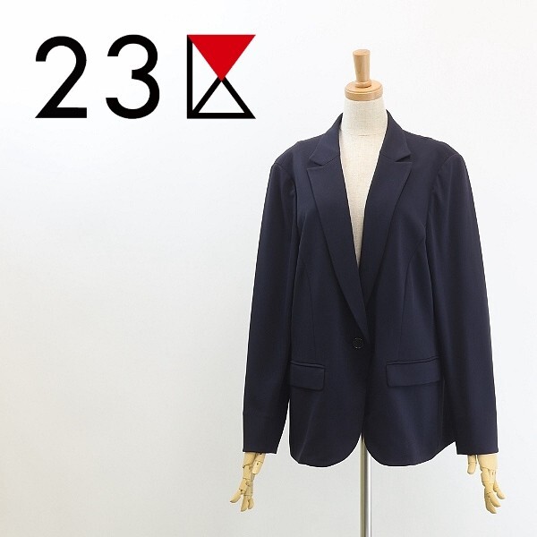 ◆23区 薄手 1釦 ジャケット 紺 ネイビー 48 大きいサイズ